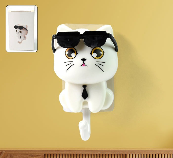 Cat Hook for Wall, Cute Cat Key Hook with Sunglasses